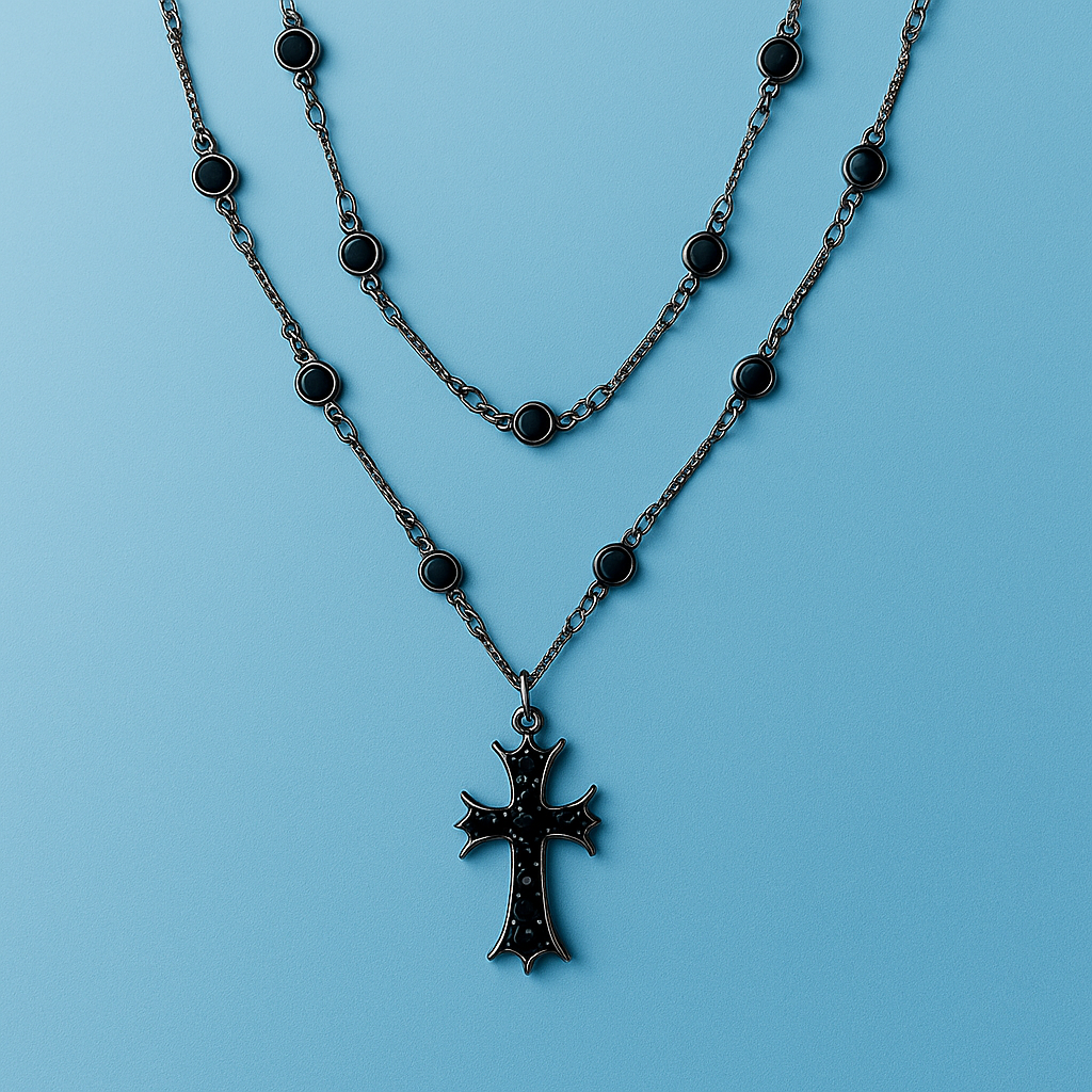 Black Crystal Cross – Trendige Damenkette