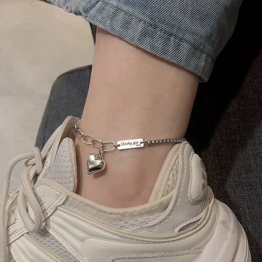 Herzglanz – Fußkette aus Sterlingsilber