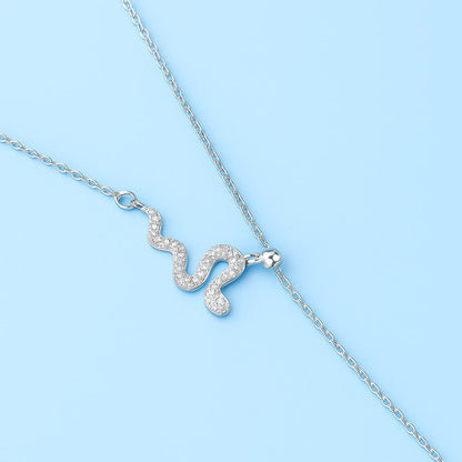 Damen-Halskette – 925 Silber, Schlangen-Design, Glanzvoll