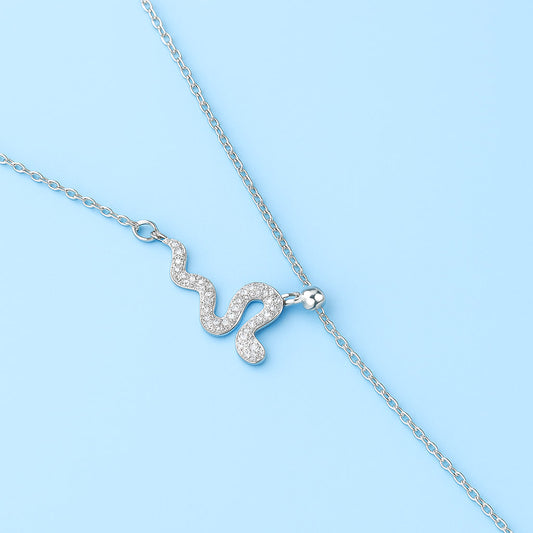 Damen-Halskette – 925 Silber, Schlangen-Design, Glanzvoll